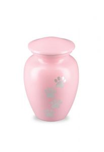 Urna para mascotas rosa con huellas, diferentes tamaños