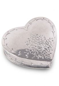 Miniurna corazón de peltre rosas