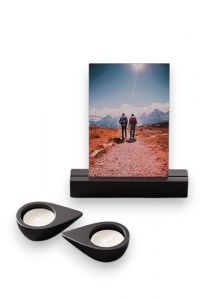 Memorialboxx con portafotos, portavelas y compartimento para cenizas – Negro