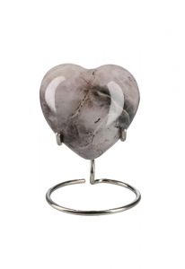 Urna pequeña corazón 'Elegance' con aspecto de piedra natural rosa (incl. soporte de urna)