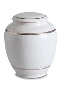 Urna funeraria de porcelana 'Classica' | Puntos blancos en relieve con bordes plateados