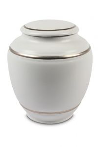 Urna funeraria de porcelana 'Classica' con doble borde plateado
