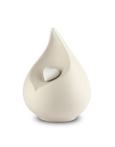 Urna en forma de lágrima de porcelana ‘Celest’ - beige claro con corazoncito blanco