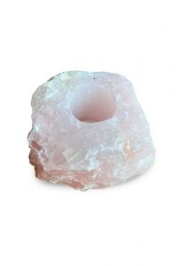 Portavela piedra preciosa Cuarzo Rosa miniurna