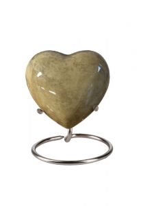 Urna pequeña corazón 'Elegance' con aspecto de piedra natural beige (incl. soporte de urna)