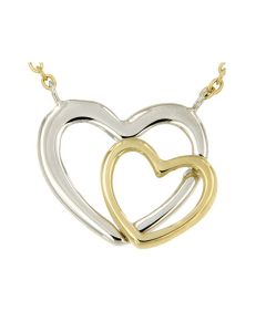 Colgante 'Dos corazones' de oro bicolor 14k