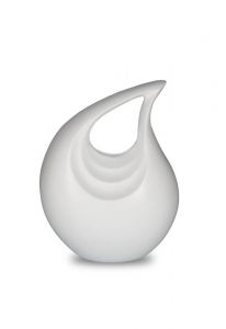 Pequeña urna para cenizas aluminio 'Lágrima' blanco
