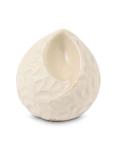 Mini urna para cenizas artesanal en forma de lágrima de cerámica 'Ohm' – blanco