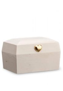 Urna funeraria de madera de abeto 'Ricordo' con corazón de oro