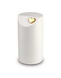 Urna cerámica blanca con corazón dorado