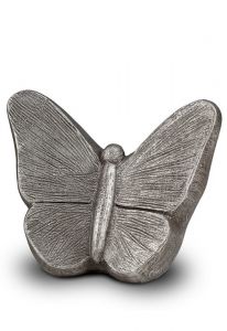 Urna para cenizas cerámica de arte Mariposa gris-plata