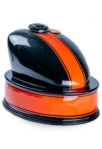 Urna para cenizas tanque de moto hecha a mano 'Black and Orange'