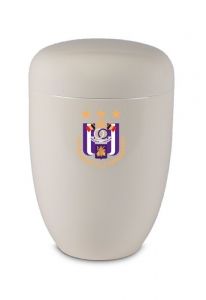 Urna funeraria de fútbol de acero con logotipo de club personal – blanca