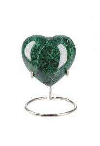 Urna pequeña corazón 'Elegance' con aspecto de piedra natural verde (incl. soporte de urna)
