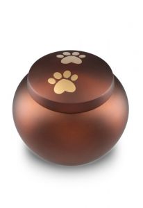 Urna para mascotas marrón mate con 2 huellas doradas, diferentes tamaños