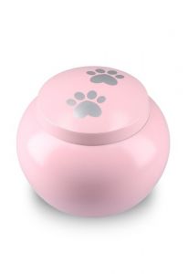 Urna para mascotas rosa con 2 huellas, diferentes tamaños