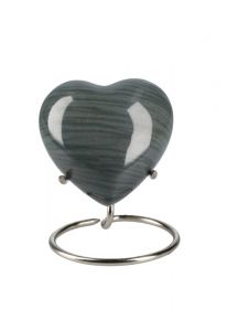 Urna pequeña cenizas corazón 'Elegance' con aspecto madera (incl. soporte de urna)