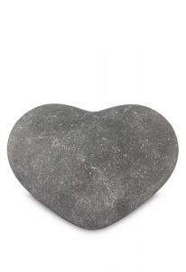 Urna funeraria corazón semi-de pie de porcelana gris