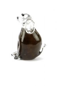 Mini urna para cenizas cristal 'Perro' marrón