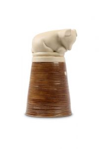 Urna para cenizas de perro en cerámica hecha a mano con corazón – marrón