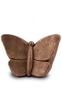 Urna pequeña para cenizas de cerámica de arte Mariposa color bronce
