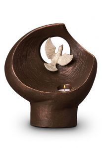 Urna ceramica paloma de la paz (con vela)