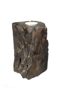 Miniurna funeraria bronce tronco de árbol con vela
