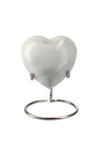 Urna pequeña corazón 'Elegance' con aspecto de piedra natural blanco-gris (incl. soporte de urna)
