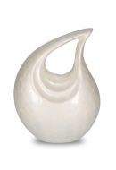 Urna cineraria aluminio 'Lágrima' beige de alto brillo