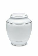 Mini urna funeraria de porcelana 'Classica' | Hojas color platino mate