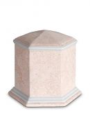 Urna funeraria de porcelana 'Esagono' | Relieve coral rosa