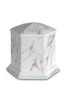 Urna funeraria de porcelana 'Esagono' | Mármol de Carrara con vetas doradas