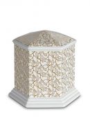 Urna funeraria de porcelana 'Esagono' | Hojas de oro puro