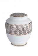 Mini urna funeraria de porcelana 'Classica' | Tréboles de cuatro hojas con doble borde dorado