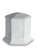 Mini urna funeraria de porcelana 'Esagono' | Hojas color platino mate
