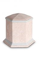 Mini urna funeraria de porcelana 'Esagono' | Relieve coral rosa