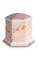 Mini urna para cenizas de porcelana 'Esagono' | Motivo de mármol rosa