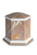 Mini urna funeraria de porcelana 'Esagono' | Motivo de mármol marrón
