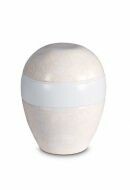 Mini urna para cenizas de porcelana 'Planet' - Motivo floral beige en relieve
