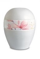 Urna para cenizas de porcelana 'Planet' - Banda con flores rosas
