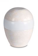 Urna para cenizas de porcelana 'Planet' - Motivo floral beige en relieve