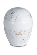 Urna para cenizas de porcelana 'Planet' - Mármol de Carrara con vetas doradas