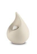 Mini urna lágrima de porcelana ‘Celest’ - beige claro con corazoncito blanco