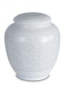 Urna funeraria de porcelana 'Classica' | Hojas color platino mate