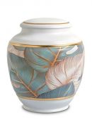 Urna funeraria de porcelana 'Classica' | Hojas de colores con bordes dorados