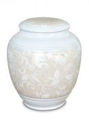 Urna funeraria de porcelana 'Classica' con motivo floral beige
