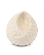Mini urna para cenizas artesanal en forma de lágrima de cerámica 'Ohm' – blanco