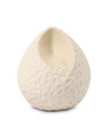 Mini urna funeraria artesanal en forma de lágrima de cerámica 'Ohm' – blanco