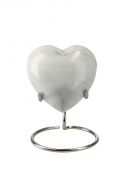 Urna pequeña corazón 'Elegance' con aspecto de piedra natural blanco-gris (incl. soporte de urna)